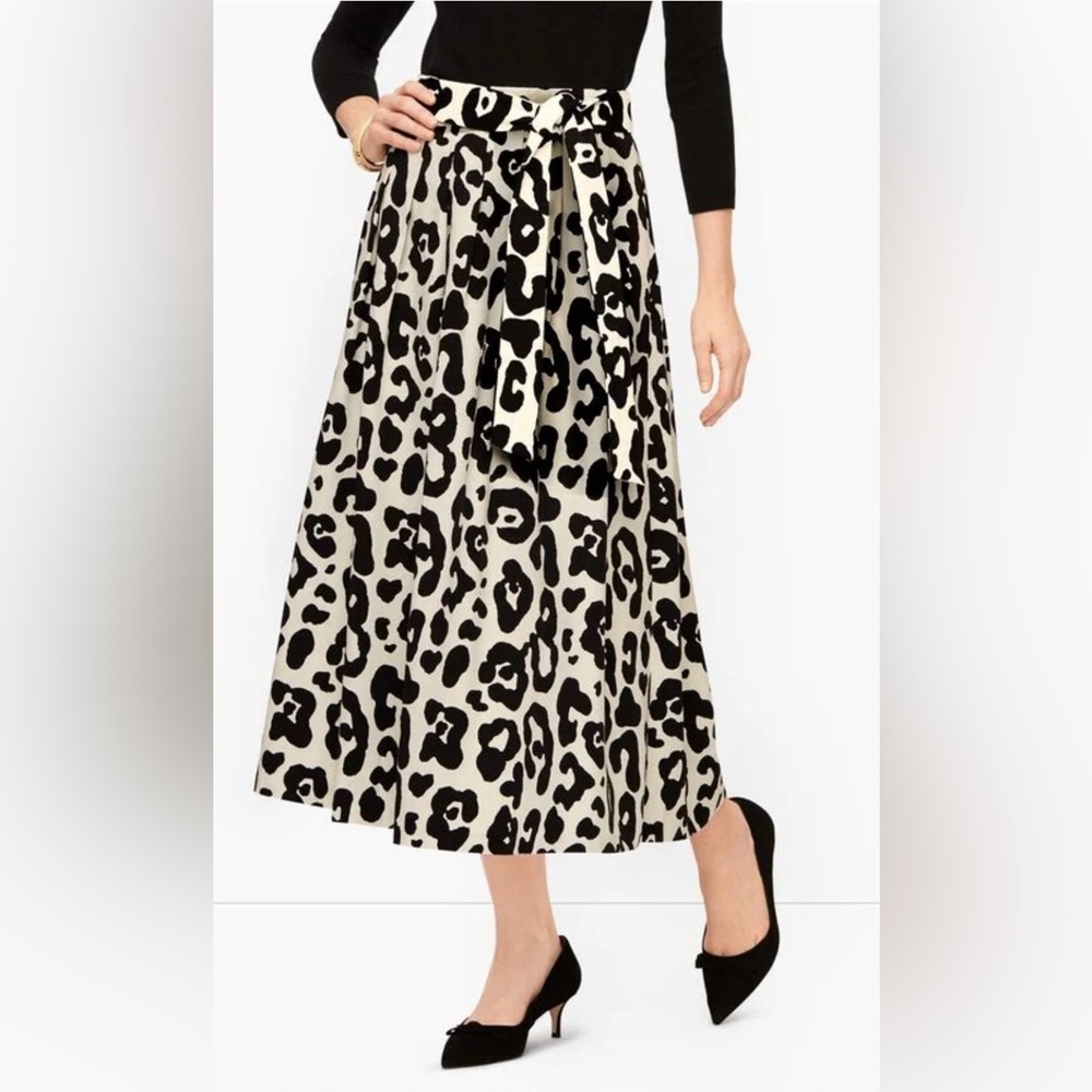 Talbots Black and White Pleated Midi Skirt - Picture 2 of 12